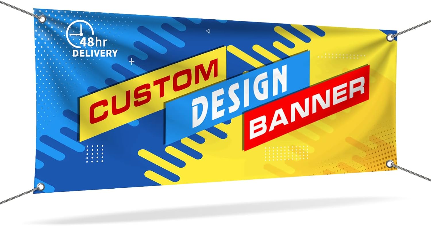 DP BOUTIQUE Custom Banners and Signs Personalized Customizable 13oz Vinyl Banner with Full Color for Parties, Business, Birthday, Back to School(3'*8')