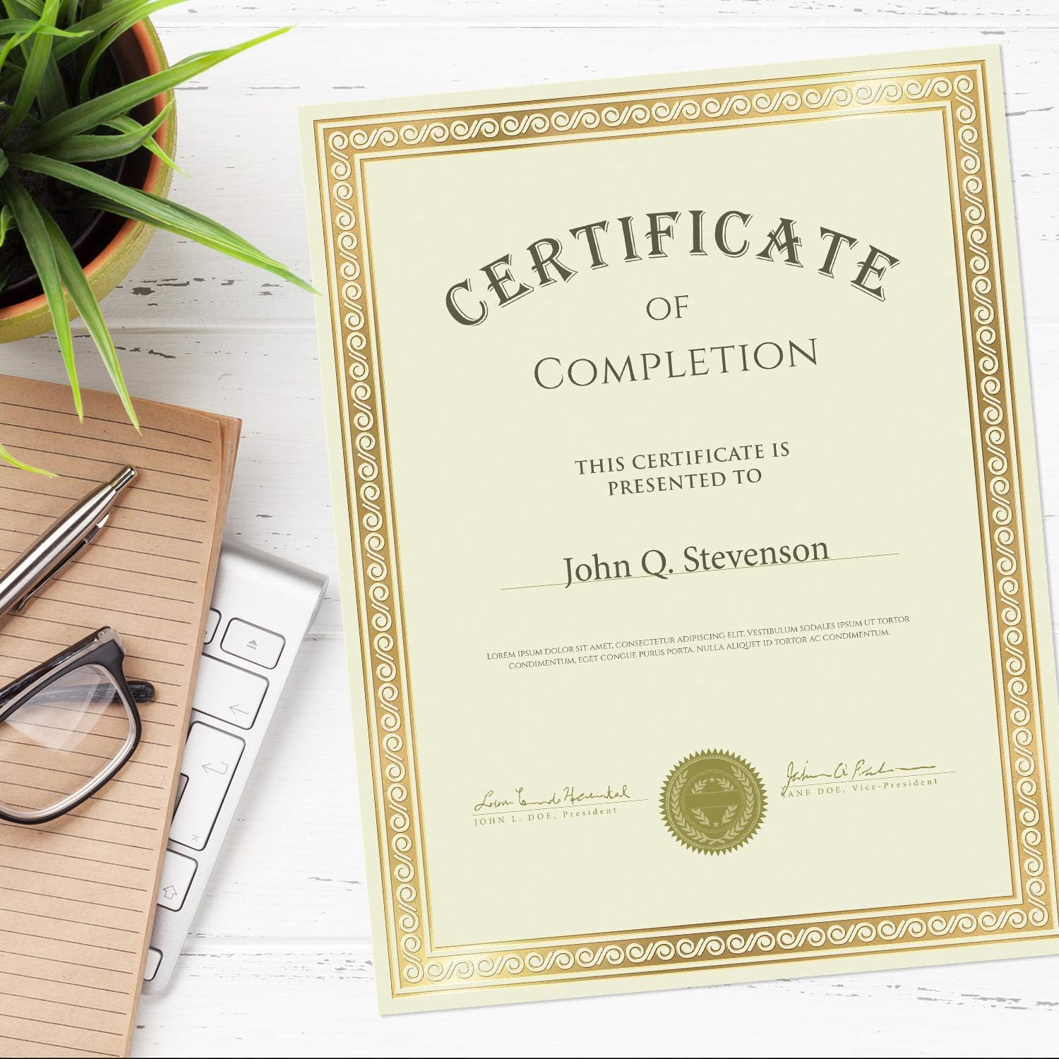 Sweetzer & Orange 50 Certificate Paper 8.5 x 11 for Printing, 180gsm Cardstock Gold Border Award Certificates Paper for Completion of Graduation Diploma, Employee of The Month & Sports Achievements - Image 5