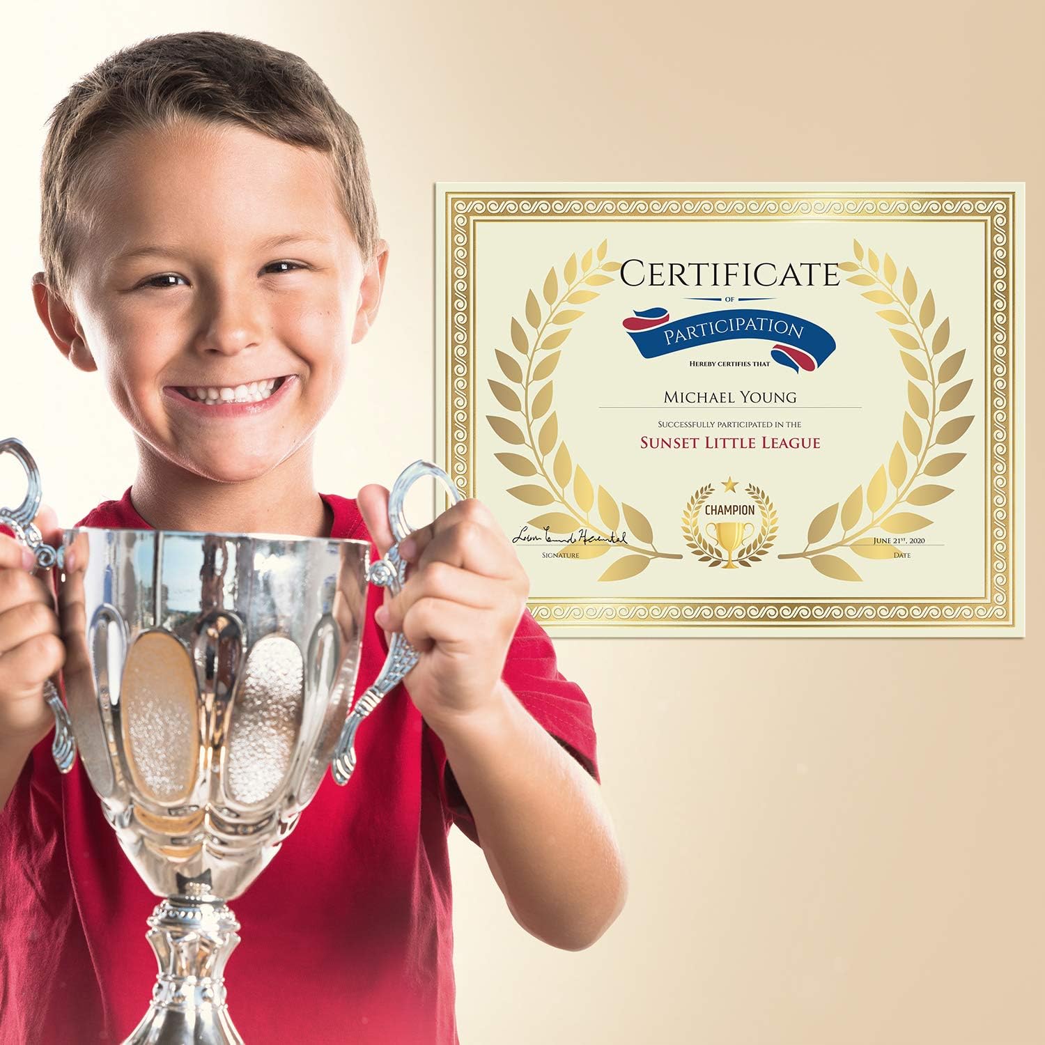 Sweetzer & Orange 50 Certificate Paper 8.5 x 11 for Printing, 180gsm Cardstock Gold Border Award Certificates Paper for Completion of Graduation Diploma, Employee of The Month & Sports Achievements - Image 4