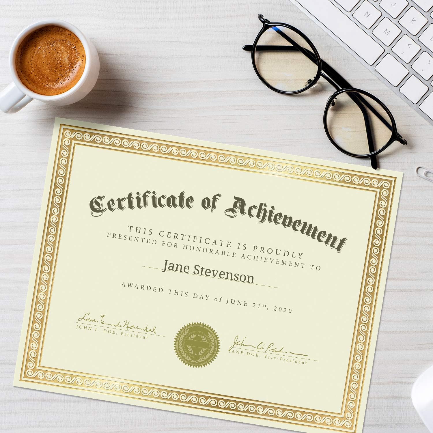 Sweetzer & Orange 50 Certificate Paper 8.5 x 11 for Printing, 180gsm Cardstock Gold Border Award Certificates Paper for Completion of Graduation Diploma, Employee of The Month & Sports Achievements - Image 3